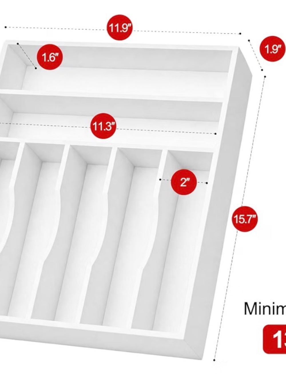 Bamboo Drawer Organizer 7-Slot Silverware Tray | White | New in Box 🤍 - Picture 3 of 9